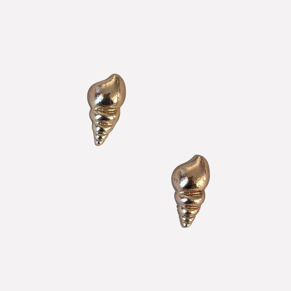 Mini Gold Conch Shell Stud Earrings